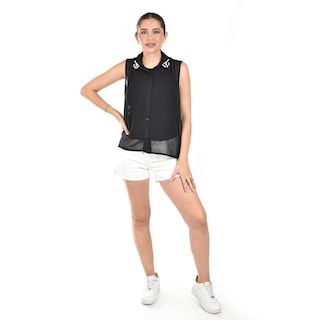 Foto 4 | Foto 4 | Blusa Con Detalle De Perlas Roman Fashion /juvenil, 8037 (negro) Negro