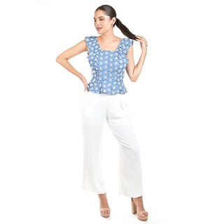 Foto 6 | Foto 6 | Blusa Bordada Con Olanes Roman Fashion /juvenil, 3220 (mezclilla Light) Azul