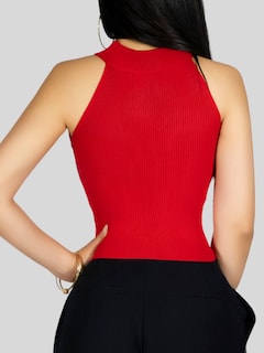 Foto 6 | Foto 6 | Blusa Crop Cuello Halter Canale Bl-1035 Rojo Diseño Elegante Y Comodidad