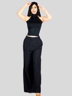Foto 2 | Foto 2 | Blusas Mujer Unitalla Texturizada Casual Bl-1029 Negro Elegante Crop Top