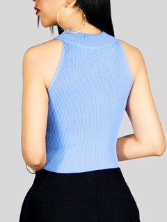 Foto 6 | Foto 6 | Blusa Crop Cuello Halter Canale Bl-1035 Azul Claro Diseño Elegante Y Comodidad