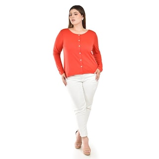 Foto 5 | Foto 5 | Blusa de Encaje Roman Fashion Naranja para Mujer