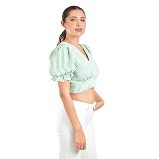 Foto 2 | Foto 2 | Crop Top Con Abertura Roman Fashion /juvenil 0604 (verde) Verde