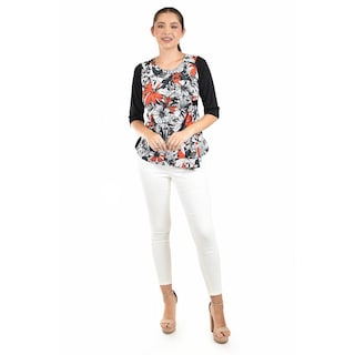 Foto 4 | Foto 4 | Blusa Con Estampado Floral Roman Fashion /juvenil 104 (naranja) Naranja