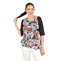 Blusa Con Estampado Floral Roman Fashion /juvenil  104 (naranja) Naranja