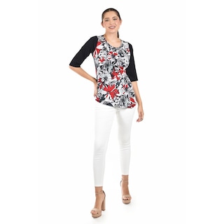 Foto 4 | Foto 4 | Blusa Con Estampado Floral Roman Fashion /juvenil 104 (rojo) Rojo