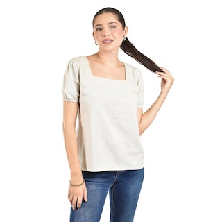 Foto 1 | Foto 1 | Blusa Juvenil Escote Cuadrado Roman Fashion 617 (arena) Beige