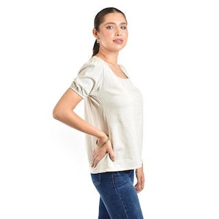 Foto 2 | Foto 2 | Blusa Juvenil Escote Cuadrado Roman Fashion 617 (arena) Beige
