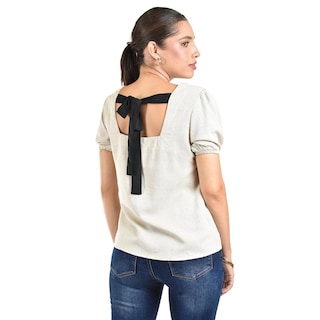 Foto 3 | Foto 3 | Blusa Juvenil Escote Cuadrado Roman Fashion 617 (arena) Beige