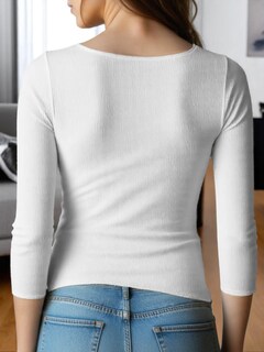 Foto 5 | Foto 5 | Blusa Mujer Manga 3 Cuartos Cuello V Bl-1037 Blanco Comodidad Y Estilo
