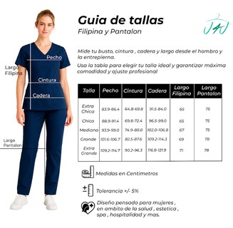 Foto 2 | Foto 2 | U4u Uniforms - Filipina Premium Para Mujer Cuello En V Cruzado Con Elastico En La Espalda - Diseño Cómodo Y Profesional Con Bols