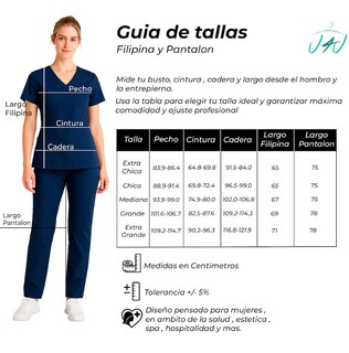 Foto 4 | Foto 4 | U4u Uniforms - Filipina Premium Para Mujer Cuello En V Cruzado Con Elastico En La Espalda - Diseño Cómodo Y Profesional Con Bols
