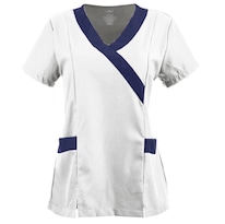 U4u Uniforms - Filipina Premium Para Mujer Cuello En V Cruzado Con Elastico En La Espalda - Diseño Cómodo Y Profesional Con Bols