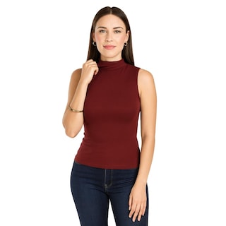 Foto 1 | Foto 1 | Blusa Sin Mangas Con Cuello Alto /juvenil  0238 (vino) Vino
