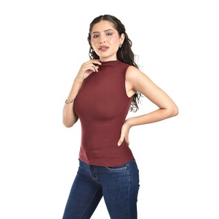 Foto 2 | Foto 2 | Blusa Sin Mangas Con Cuello Alto /juvenil 0238 (vino) Vino