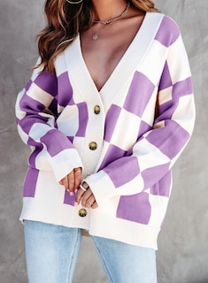 Foto 4 | Foto 4 | Jersey Tipo Cárdigan Dokotoo Fashion Con Cuello En V A Cuadros Para Mujer - Venta Internacional.