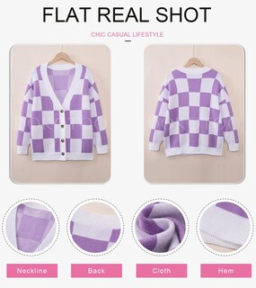 Foto 5 | Foto 5 | Jersey Tipo Cárdigan Dokotoo Fashion Con Cuello En V A Cuadros Para Mujer - Venta Internacional.
