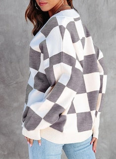 Foto 3 | Foto 3 | Suéter Tipo Cárdigan Dokotoo Fashion Con Cuello En V A Cuadros 2024 Otoño-invierno - Venta Internacional.