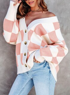 Foto 7 | Foto 7 | Suéter Tipo Cárdigan Dokotoo 2024 Con Cuello En V A Cuadros De Punto Trenzado Para Mujer - Venta Internacional.