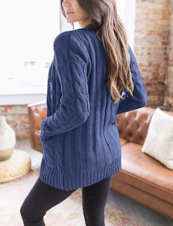 Foto 5 | Foto 5 | Jersey Tipo Cárdigan Prettygarden Para Mujer, Tejido Trenzado, Azul Y Gris - Venta Internacional.
