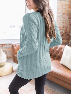 Foto 4 | Foto 4 | Jersey Tipo Cárdigan Prettygarden Para Mujer, Tejido Trenzado, Verde (m) - Venta Internacional.