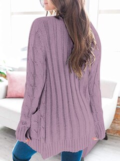 Foto 5 | Foto 5 | Jersey Tipo Cárdigan Prettygarden Para Mujer, Tejido Trenzado, Color Morado, Xl - Venta Internacional.