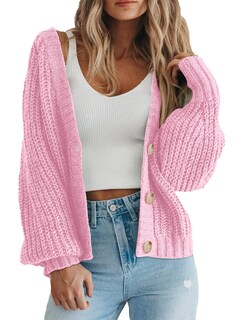 Foto 1 | Foto 1 | Cárdigan Prettygarden Para Mujer, Cuello En V, Punto Y Botones, Color Rosa - Venta Internacional.