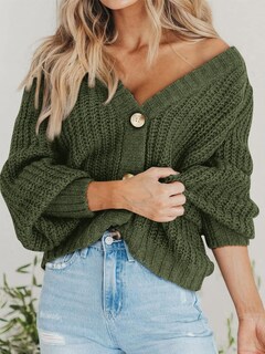 Foto 2 | Foto 2 | Jersey Tipo Cárdigan Prettygarden De Punto Grueso Para Mujer, Color Verde Militar - Venta Internacional.