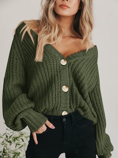 Foto 6 | Foto 6 | Jersey Tipo Cárdigan Prettygarden De Punto Grueso Para Mujer, Color Verde Militar - Venta Internacional.