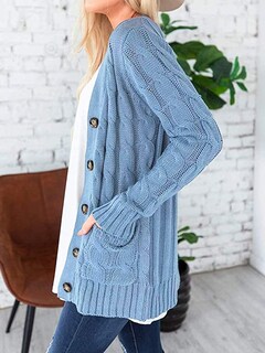 Foto 3 | Foto 3 | Jersey Tipo Cárdigan Prettygarden Para Mujer, Tejido Trenzado, Azul, Talla L - Venta Internacional.