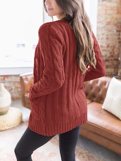 Foto 4 | Foto 4 | Jersey Tipo Cárdigan Prettygarden Para Mujer, Color Rojo, Tejido Trenzado, Xl - Venta Internacional.