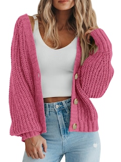 Foto 1 | Foto 1 | Jersey Tipo Cárdigan Prettygarden Para Mujer, De Punto Grueso, Gris Y Rosa - Venta Internacional.