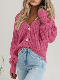 Foto 3 | Foto 3 | Jersey Tipo Cárdigan Prettygarden Para Mujer, De Punto Grueso, Gris Y Rosa - Venta Internacional.