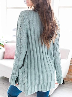 Foto 7 | Foto 7 | Jersey Tipo Cárdigan Prettygarden Para Mujer, Tejido Trenzado, Color Verde, Talla L - Venta Internacional.