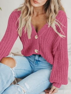 Foto 5 | Foto 5 | Jersey Tipo Cárdigan Prettygarden Para Mujer, De Punto Grueso, Gris Y Rosa - Venta Internacional.
