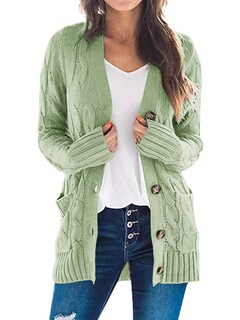 Foto 1 | Foto 1 | Jersey Tipo Cárdigan Prettygarden Para Mujer, Tejido Trenzado, Color Verde Claro - Venta Internacional.