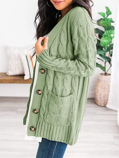 Foto 2 | Foto 2 | Jersey Tipo Cárdigan Prettygarden Para Mujer, Tejido Trenzado, Color Verde Claro - Venta Internacional.