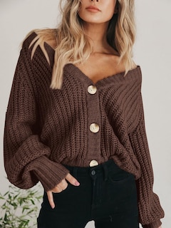 Foto 6 | Foto 6 | Jersey Tipo Cárdigan Prettygarden Para Mujer, Cuello En V, Con Botones, Marrón - Venta Internacional.