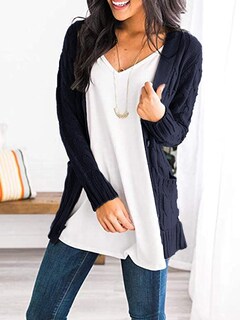 Foto 4 | Foto 4 | Jersey Tipo Cárdigan Prettygarden Para Mujer, Tejido Trenzado, Azul Marino, Talla Xl - Venta Internacional.