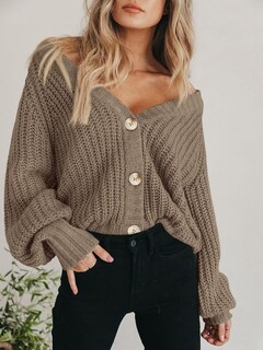 Foto 7 | Foto 7 | Cárdigan Prettygarden Para Mujer, Otoño De 2024, Con Botones, Color Camel - Venta Internacional.
