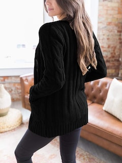 Foto 4 | Foto 4 | Jersey Tipo Cárdigan Prettygarden Para Mujer, Tejido Trenzado, Negro - Venta Internacional.