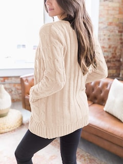Foto 4 | Foto 4 | Jersey Tipo Cárdigan Prettygarden De Punto Trenzado Para Mujer, Color Beige - Venta Internacional.