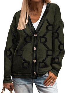 Foto 1 | Foto 1 | Jersey Tipo Cárdigan Prettygarden De Punto Grueso Para Mujer, Color Verde Militar - Venta Internacional.
