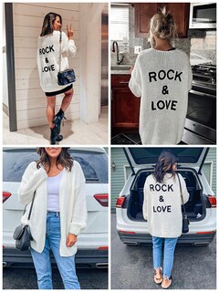 Foto 7 | Foto 7 | Jersey Tipo Cárdigan Prettygarden Para Mujer, Acrílico, Color Blanco, Talla Xl - Venta Internacional.