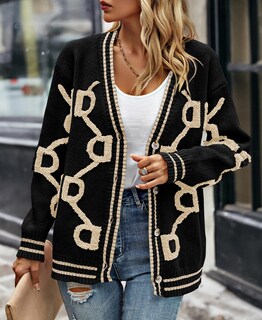 Foto 4 | Foto 4 | Jersey Tipo Cárdigan Prettygarden De Punto Grueso Para Mujer, Negro, Talla M - Venta Internacional.