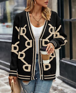 Foto 5 | Foto 5 | Jersey Tipo Cárdigan Prettygarden De Punto Grueso Para Mujer, Negro, Talla M - Venta Internacional.