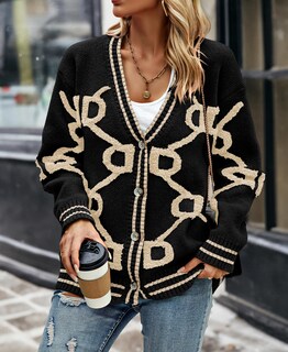 Foto 7 | Foto 7 | Jersey Tipo Cárdigan Prettygarden De Punto Grueso Para Mujer, Negro, Talla M - Venta Internacional.