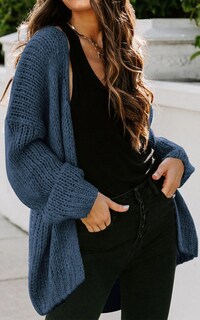 Foto 3 | Foto 3 | Jersey Tipo Cárdigan Prettygarden Para Mujer Con Frente Abierto, Azul Vaquero - Venta Internacional.
