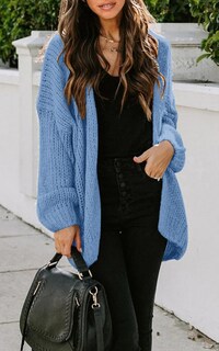 Foto 2 | Foto 2 | Cárdigan Prettygarden Para Mujer, Punto Con La Parte Delantera Abierta, Azul Cielo - Venta Internacional.