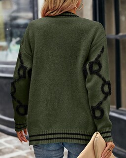 Foto 2 | Foto 2 | Jersey Tipo Cárdigan Prettygarden De Punto Grueso Para Mujer, Color Verde Militar, Talla Xl - Venta Internacional.
